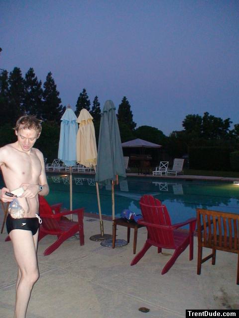 Black speedo at the pool early morning
