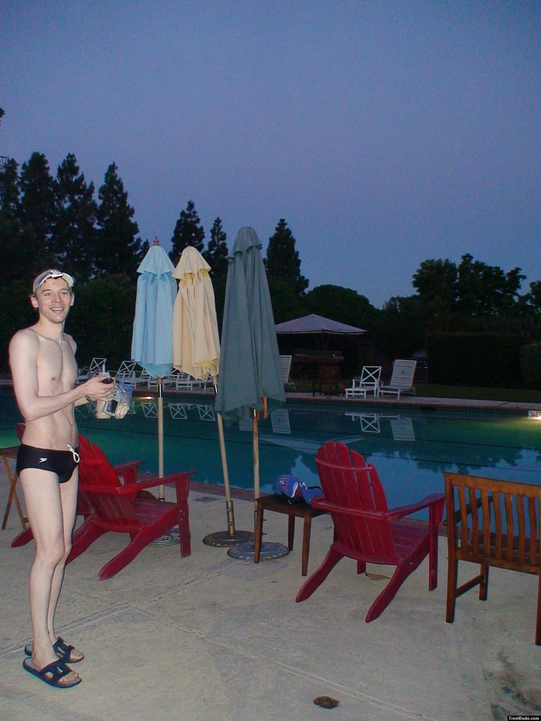 Black speedo at the pool early morning before a swim