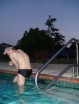 stretching before the swim