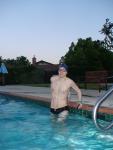 Vanquisher goggles on before a morning swim