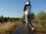 Sweats at the park (wearing a hood for sun protection (rear)