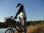 Sweats and bike at the park (wrapped up for protection from the sun)