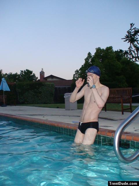 Black speedo at the swimming pool