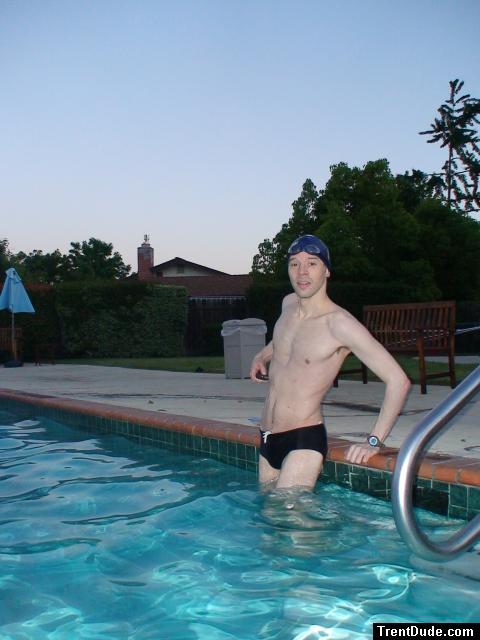Black speedo at the swimming pool