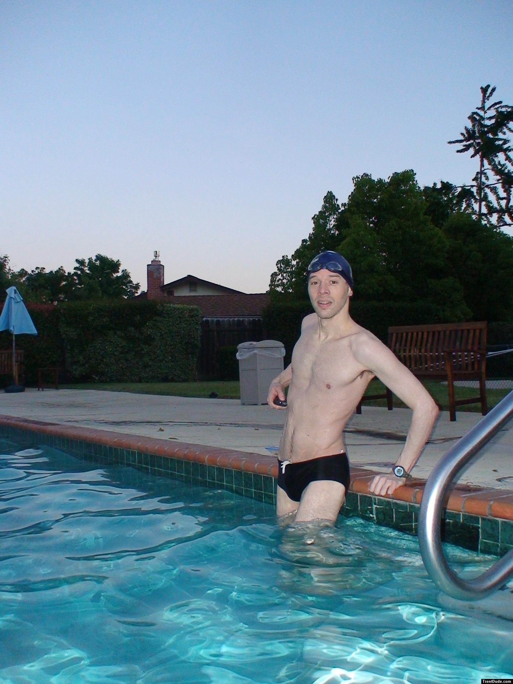 Black speedo at the swimming pool