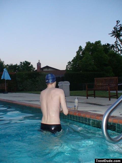 Black speedo at the swimming pool