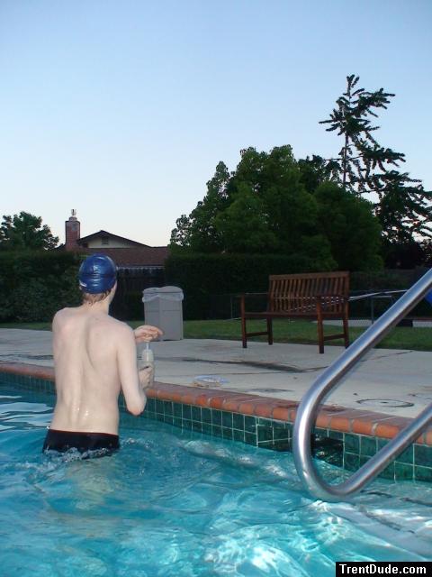 Black speedo at the swimming pool