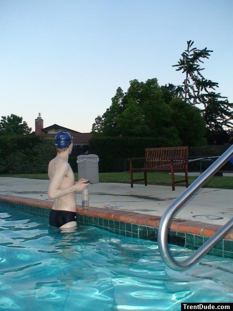 Black speedo at the swimming pool