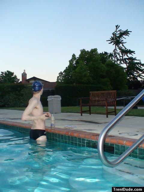 Black speedo at the swimming pool