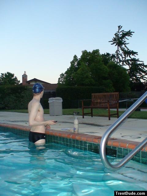 Black speedo at the swimming pool