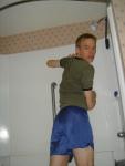 back side blue pants and green shirt  -- DUPE summer clothing