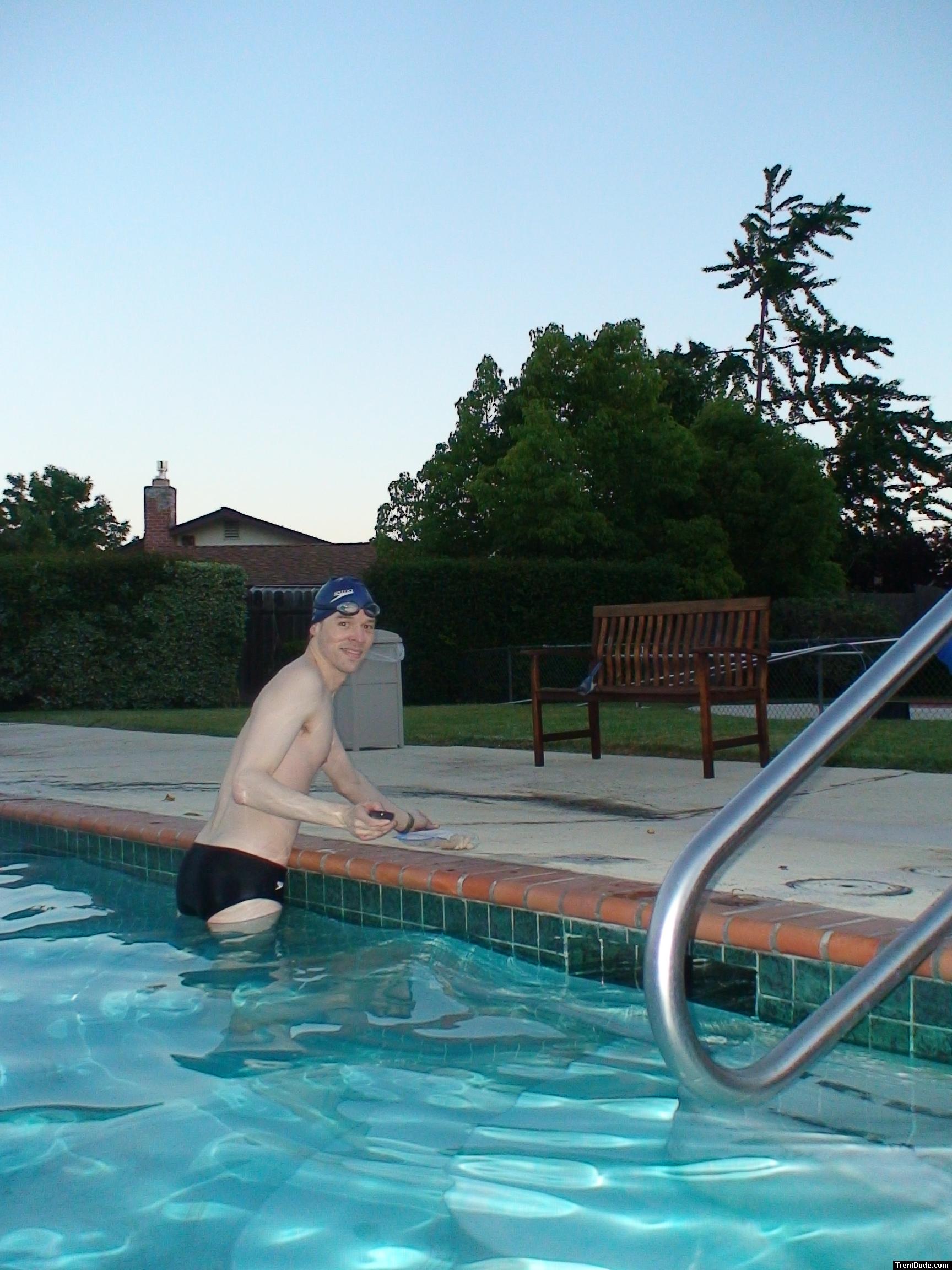 Trying to feed a scrub jay (sitting on the chair)