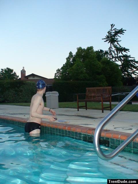Black speedo at the swimming pool