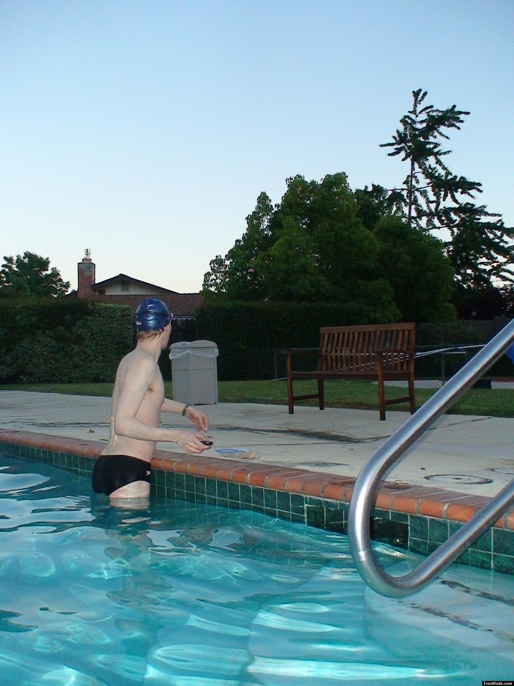 Black speedo at the swimming pool
