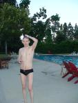 black speedo, after swimming 1km at the pool