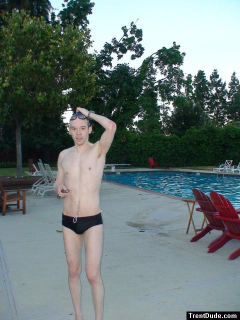 black speedo, after swimming 1km at the pool