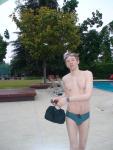 green swim bag and a green nike speedo