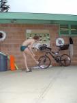 Strectching before a speedo bike ride? (rear)