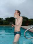 Green Nike speedo swim brief at the pool