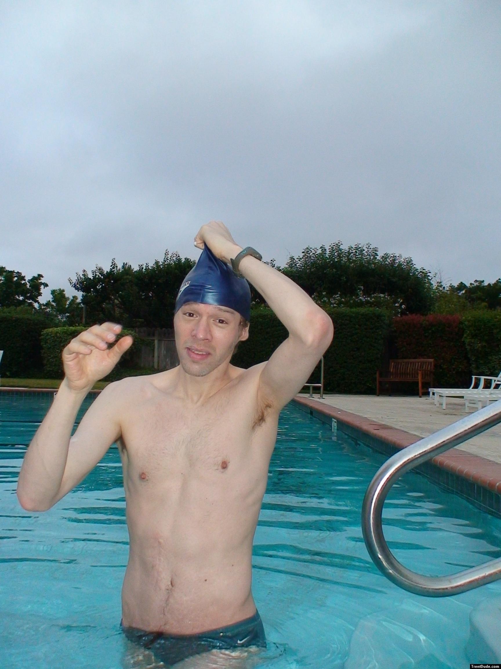 Green Nike speedo swim brief at the pool
