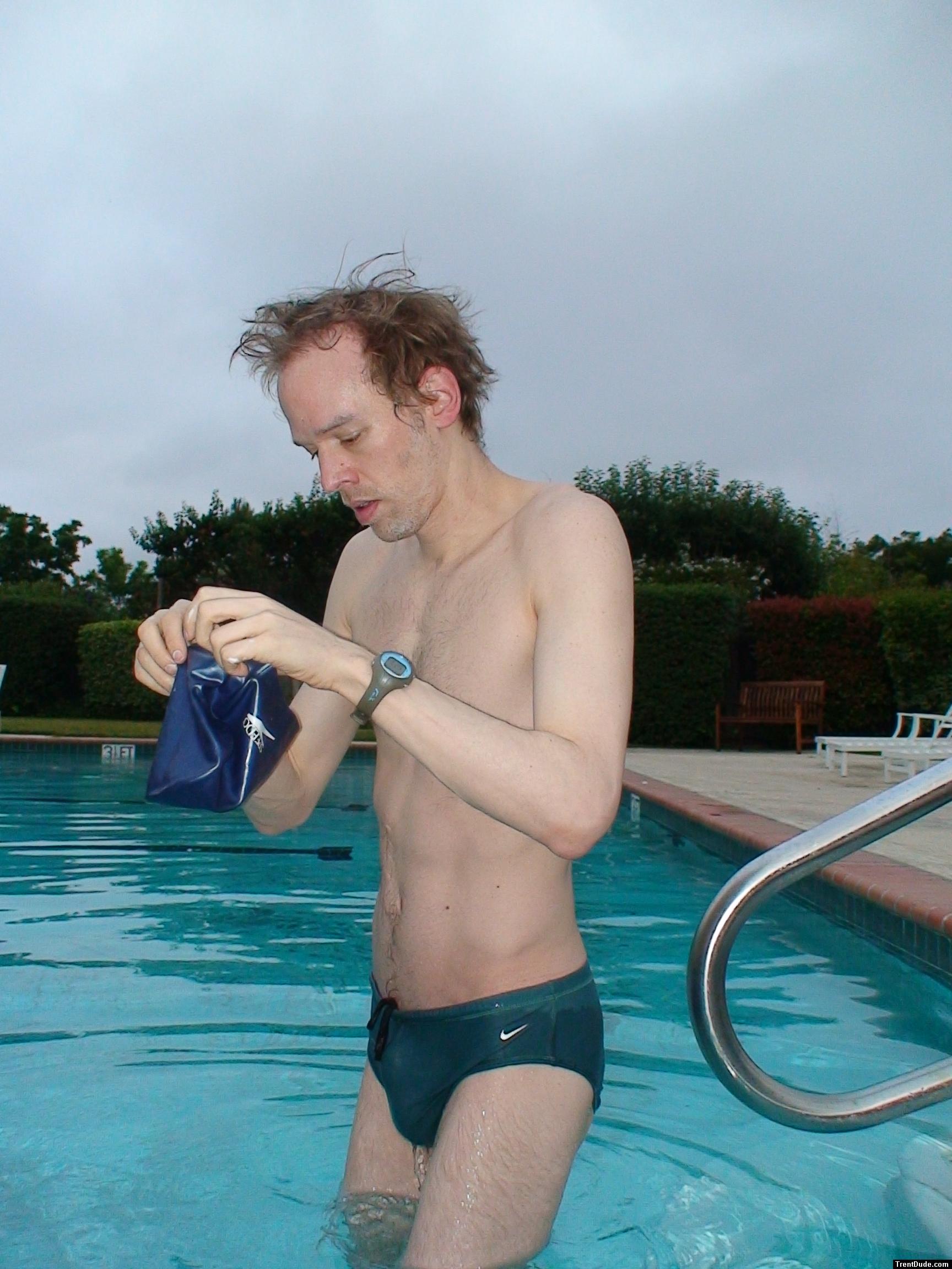 !Green Nike speedo swim brief at the pool