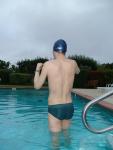 Green Nike speedo swim brief at the pool