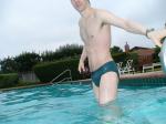 Green Nike speedo swim brief at the pool