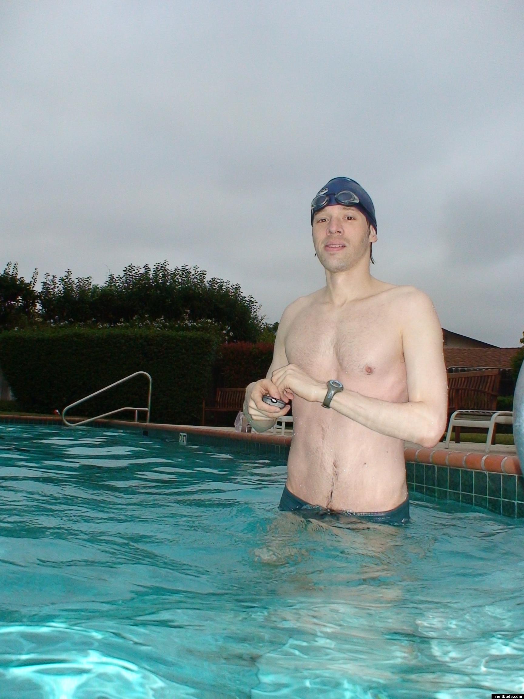 Green Nike speedo swim brief at the pool