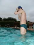 Green Nike speedo swim brief at the pool