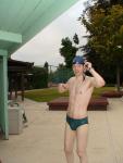 Green Nike speedo swim brief after a swim