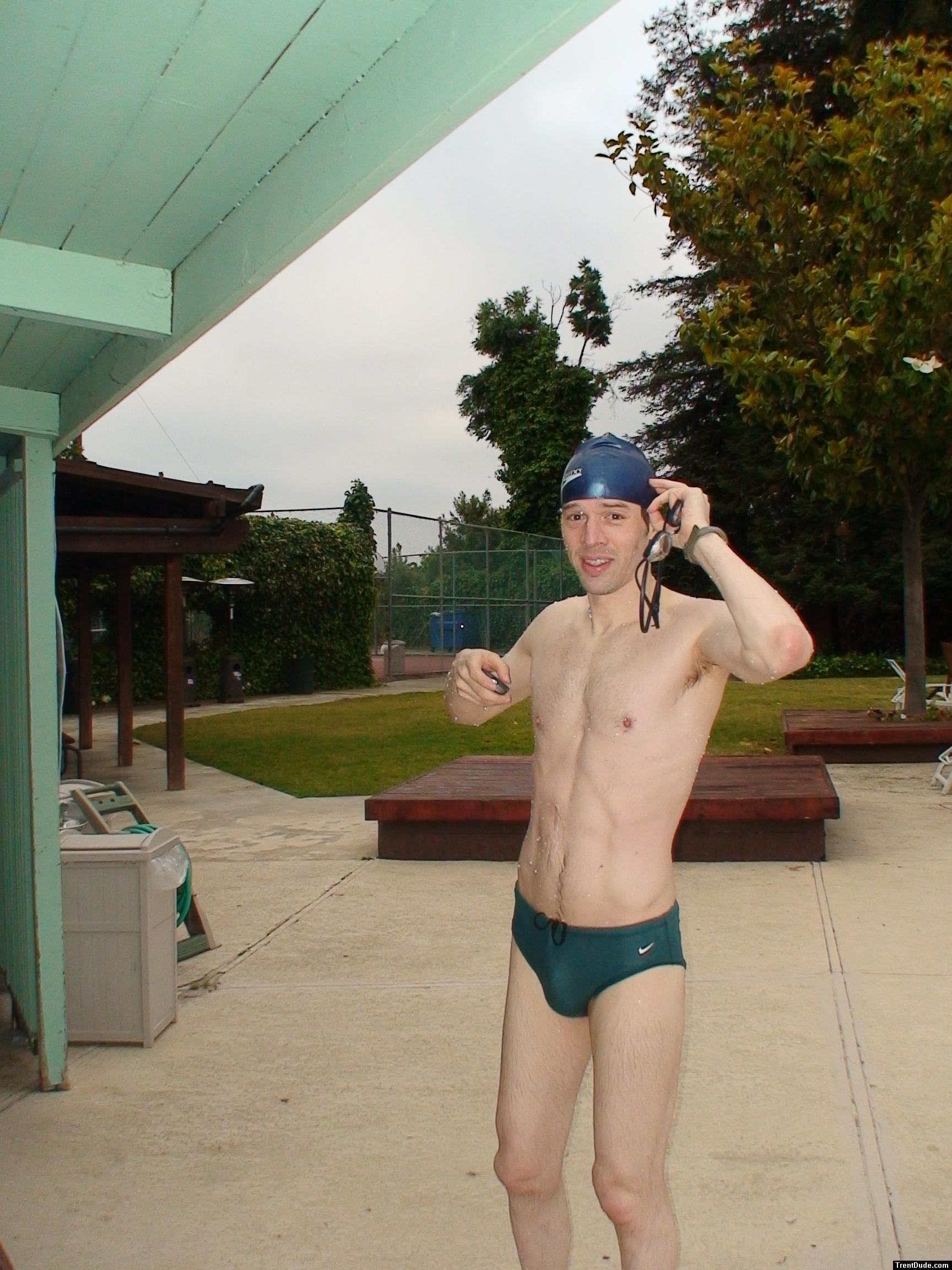 Green Nike speedo swim brief after a swim