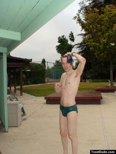 Green Nike speedo swim brief after a swim