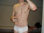 Calvin klein Hip Brief (S) in the swim locker room (slightly hairy chest)