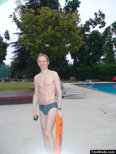 Trying out to be lifeguard, iin a green Nike speedo swim brief size 32 best!