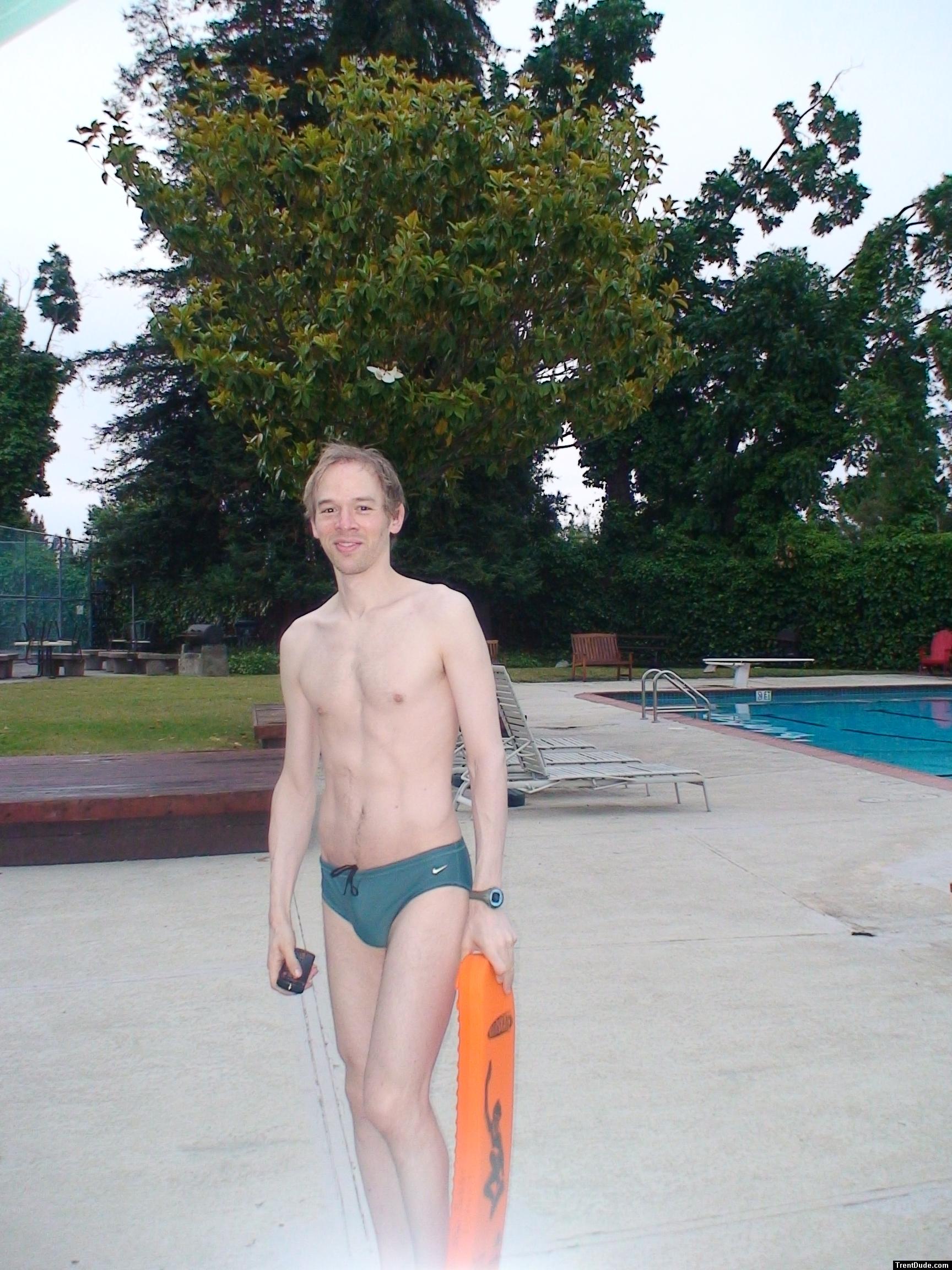 Trying out to be lifeguard, iin a green Nike speedo swim brief size 32 best!