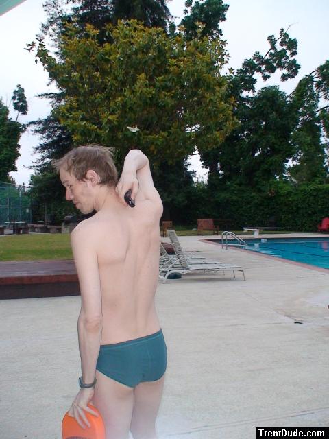 Trying out to be lifeguard (in a green Nike speedo swim brief) (rear) (back) best