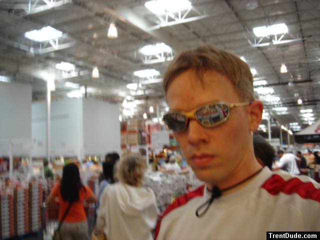 At a Cosco store wearing Oakley sunglasses