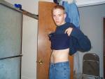 Cooling off on a hot day.  Blue Levis jeans