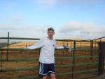 Blue shorts on the farm