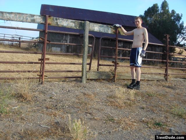 In front of the old barn
