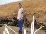 Farm dude in blue sweat pants, quiksilver T-shirt!