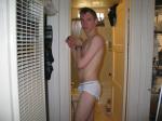 looking suprised, in Calvin Klein briefs
