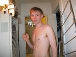 shirtless with chest muscles