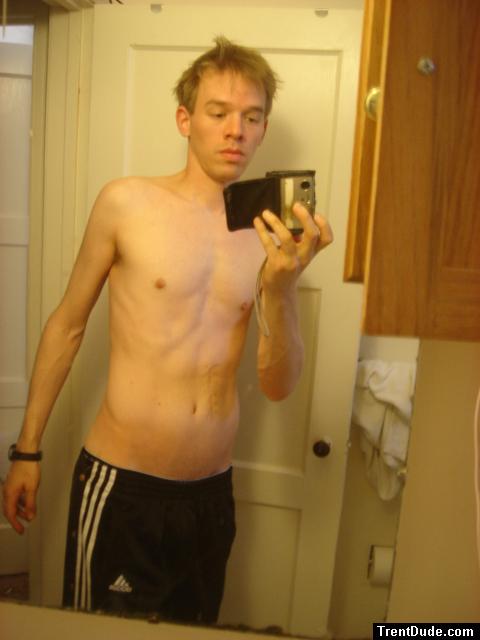shirtless in track pants