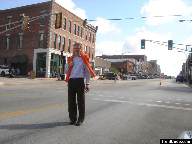 Modeling some Banana Republic clothes in a down town street