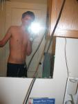 Shirtless in Navy Blue pants