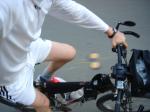 Trent on Trek Bike, Addidas white shorts, Nike white shirt, Asics shoes