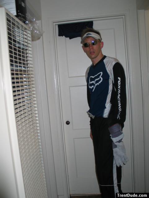 Fox Racing biking shirt, Nike cross training pants