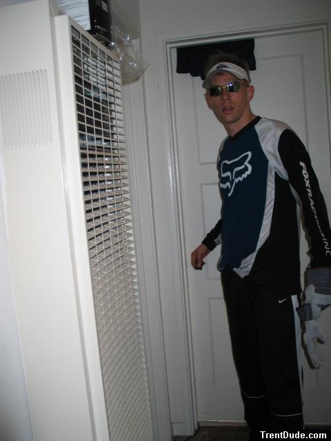 Fox Racing biking shirt, Nike cross training pants