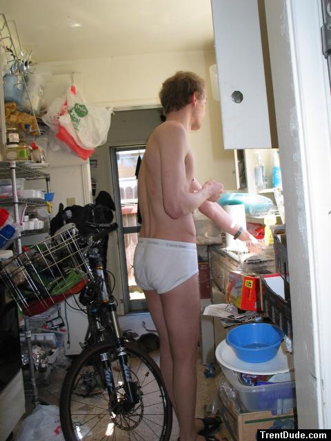 Kitchen and bike (Calvin Klein hip brief)